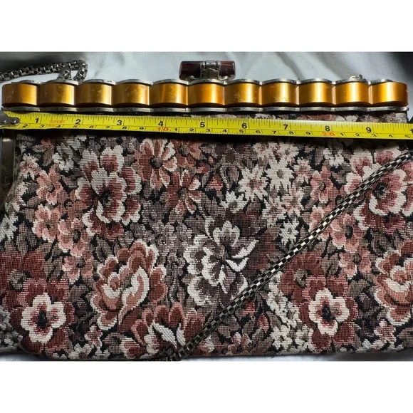 Vintage VTG Floral Tapestry Clutch with Chain Strap - Picture 13 of 15